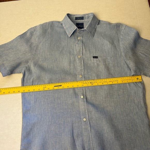 Faconnable light Blue 100% linen Casual Button Down mens Shirt Sz-L. E18 - Picture 8 of 10